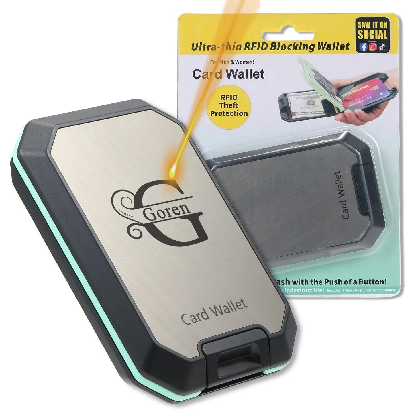 Customized Name RFID Blocking Wallet with Removable Money Clip Small Secure Crush Resistant ID Credit Card Holder Men Case Purse
