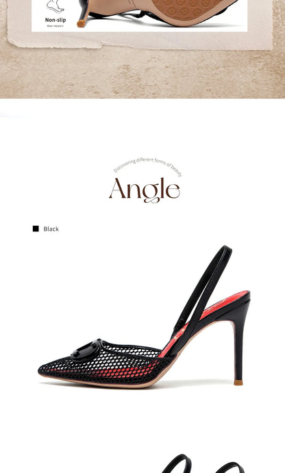 Woman's High Heels  Summer Breathable Mesh Black Business Sandals 9cm For Girls