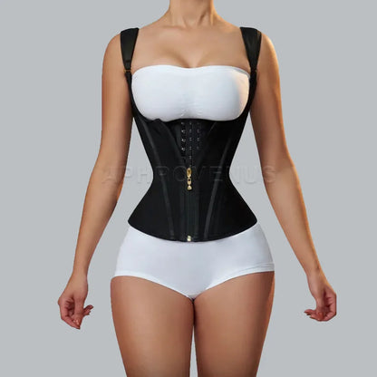 Fajas Colombianas Women Double Compression Waist Trainer Corset with Bone Adjustable Zipper and Hook-eyes Flat Belly Body Shaper