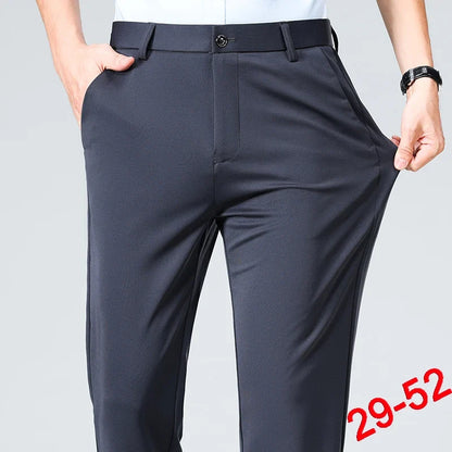 Plus Size Trousers Men Business Suit Pants Stretch Formal Dress Pants Big Man Classic Black Trousers