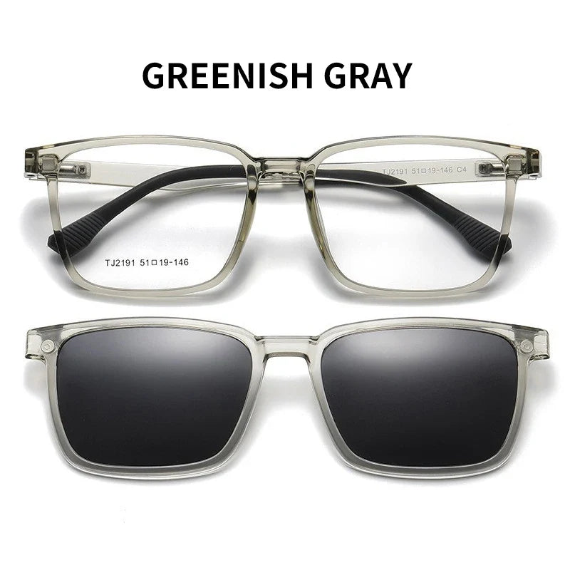 Flip-up Magnetic Clip-on Prescription Glasses Men Women TR90 Polarised Myopia Sunglasses Night Vision Reading Glasses 2191