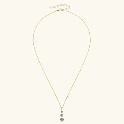 Certified D Color Three Stone Moissanite Pendant Necklace Collar Plata 925 Sterling Silver Necklaces for Women Jewelry