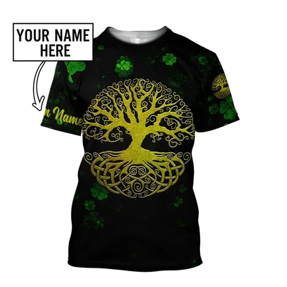 2023 Summer New Printed Irish Celtic Men's and Women's T-shirt, Custom Name Short Sleeve Unisex Shirt, Harajuku Large Casual Sty