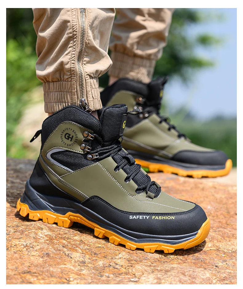 Construction Safety Shoes Men Waterproof Work Boots Anti-smash Steel Toe Shoes Puncture-Proof Indestructible Shoes Safety Shoes