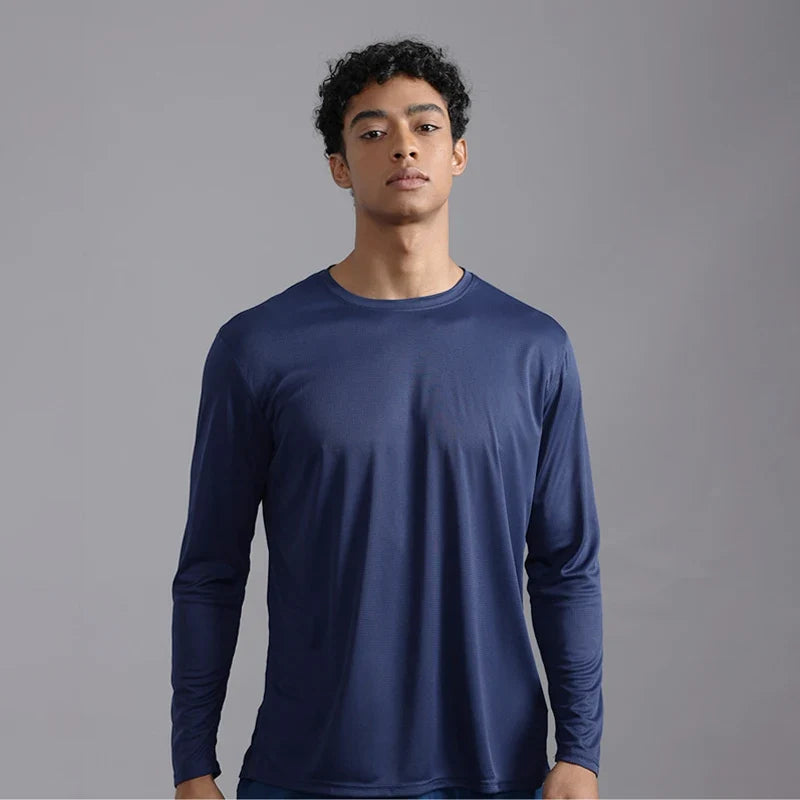UPF50+ Men Thin Light Long Sleeve Sun Protection Shirt Stretch Quick Dry Moisture Wicking Athletic Tees for Hiking Climbing Outd