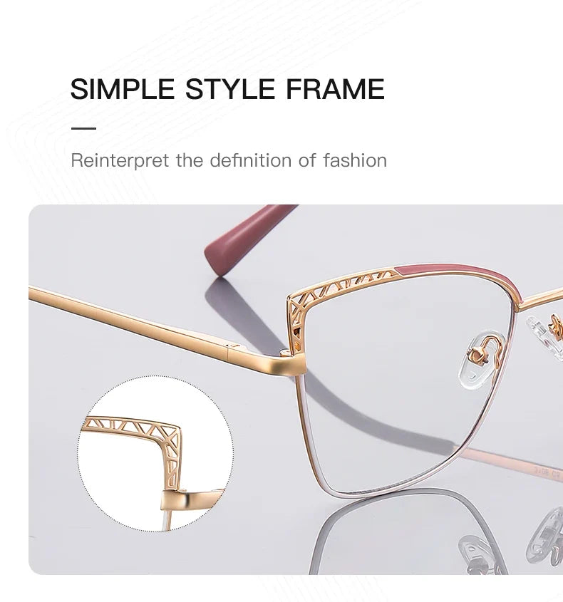 Fashion optical Frame Brand Design Women Eyeglasses Can Customized Prescription Anti-blue Light Prescription Glasses 3106