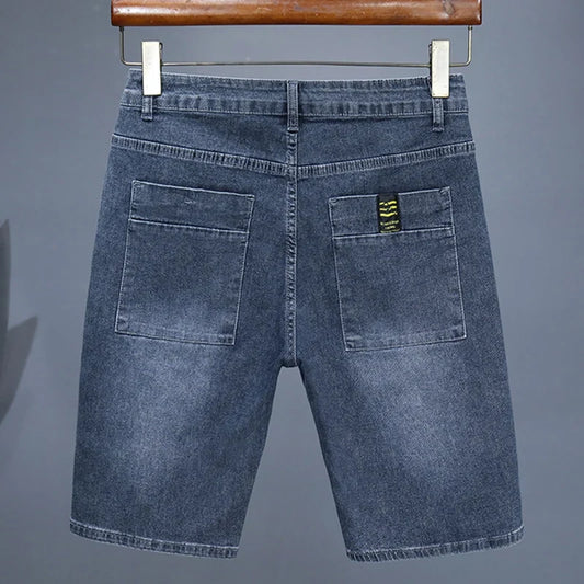 Men's Straight Casual Denim Shorts Simple Solid Color Slim Jeans Comfortable Breathable Bermuda Short Pants Summer