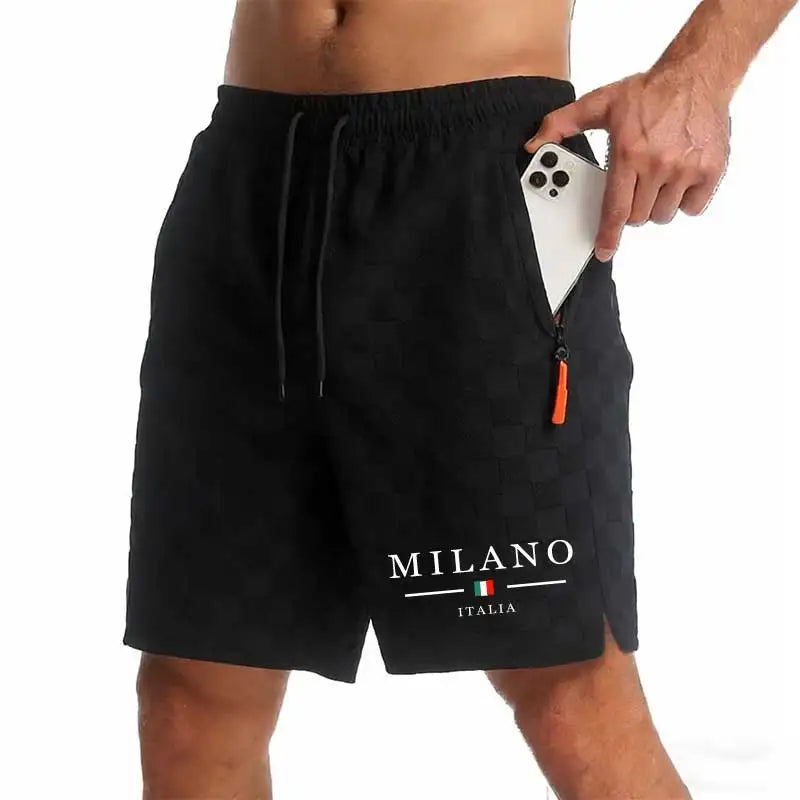 New Summer Men Zipper Pocket Sweatpants Casual Shorts Men's Beach Shorts Basketball Short Trousers Print Label Sportswear Men