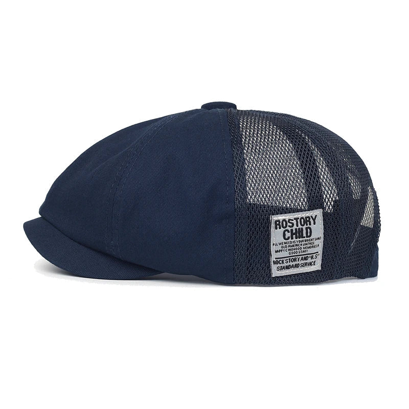 Summer Mesh Newsboy Cap Breathable Cotton Peaky Octagonal Hat Vintage Casual Cap Solid Berets Visor Gatsby Flat Ivy Hat