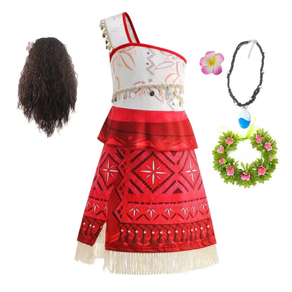 Summer Kids Princess Costume Children Disney Moana Halloween Dress Girl Vaiana Dinner Dress Ocean Adventure Pageant Disguise