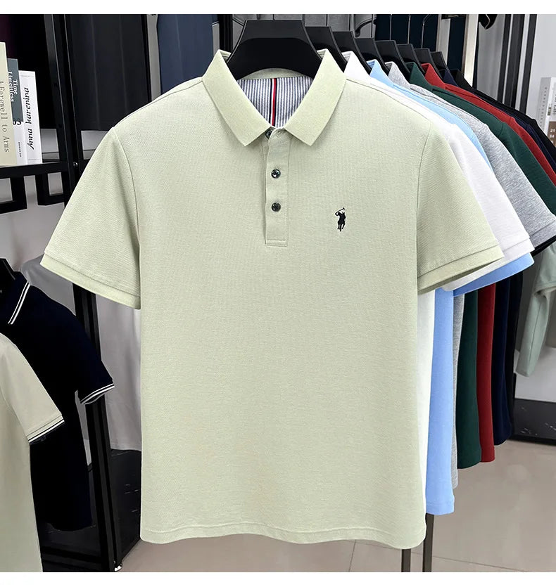 High end brand 100% cotton short sleeve polo shirt men luxur pony embroidery comfort breathable fashion T-shirt summer new top