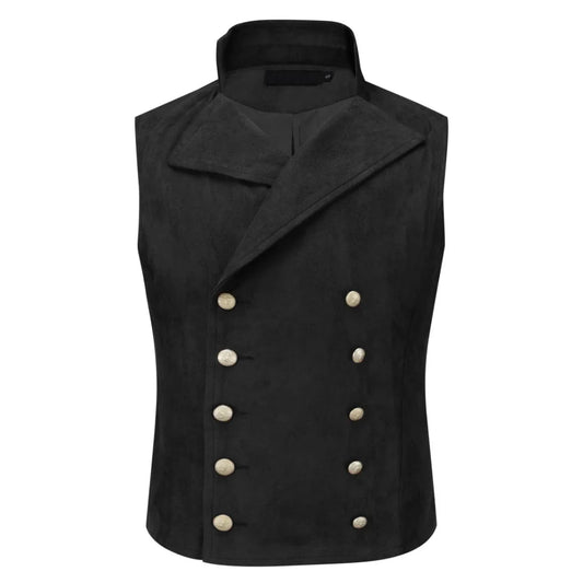 Men Vest Black Velvet Height Lapel Double Button Waistcoat For Wedding Banquet Business Office Casual Daily Work Men Suit Vest