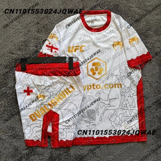 Bullfighter Merab Dvalishvili Boxing Fighting Event Tee Shorts Men Breathable Jersey Wrestling Running Sweat Absorbing Set