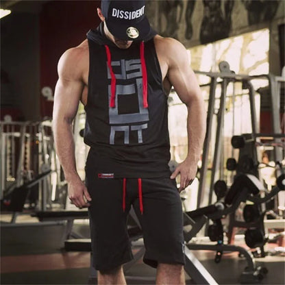 Mens Street Corner Pullovers Fitness Sport Sleeveless Hoodies Gym Bodybuilding Running Training Jogging Cotton Casual Sportswear