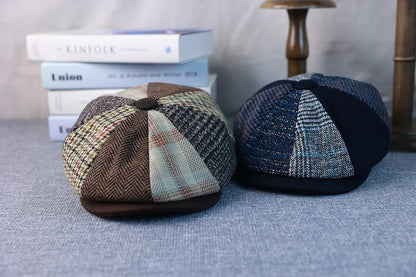 Spring Autumn Winter Men Classic Splicing Octagonal Hats Retro British Newsboy Cap Gatsby Woman Men Beret Caps  005