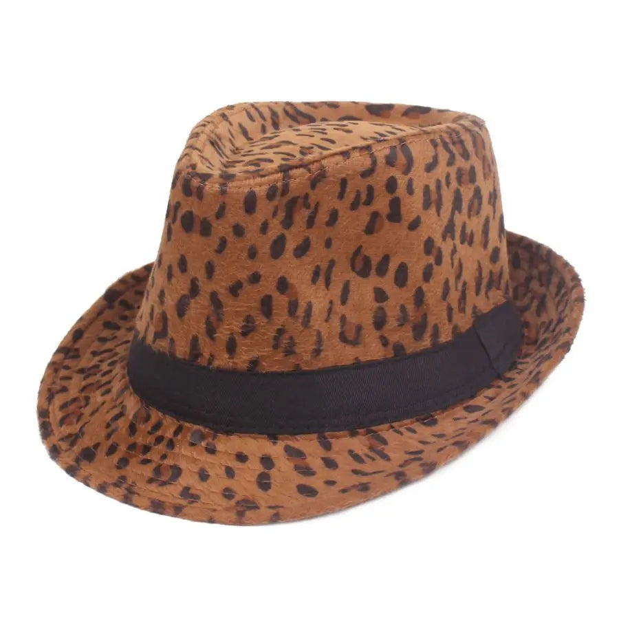 Autumn Winter Women's Fashion Top Hat Sexy Fashion Jazz Hat British Retro Gentleman Hat Men Leopard Animal Fedoras Top Party Hat
