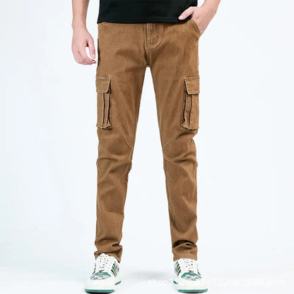 New Jeans Men's Side Pocket Skinny Jeans Slim Solid Color High Waist Denim Pencil Pants Summer