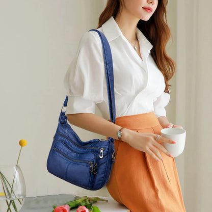 Women Bag 2023 New Fashion Middle-aged Handbag Multi-pocket Practical Messenger Vintage Shoulder Bag Hobos Trend Crossbody Pack