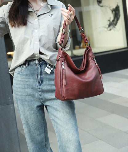 High Quality Women's Real Cow Leather Luxury Handbag, Versatile Ladies' Large Capacity Shoulder Crossbody High-end Commuting Bag