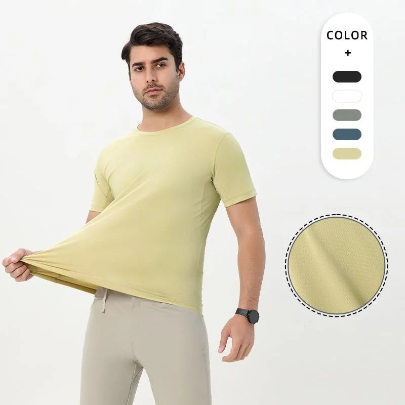 2026 Men Short Sleeves Running T-Shirts Quick Dry Sport T-Shirts Fitness Gym Running Shirts Breathable Round Collar Sportswear