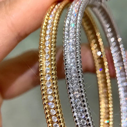 2mm Full Moissanite Bangle Women S925 Sterling Silver Plated 18K Gold GRA Certified D Color Lab Diamond Braceletsc Wedding Gifts