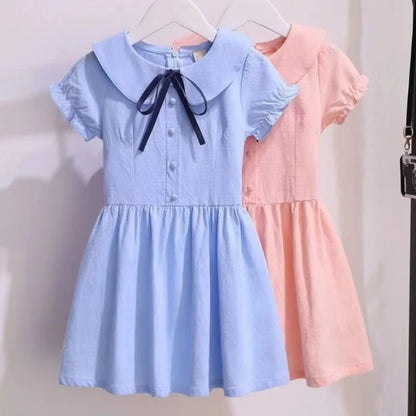 Pure Cotton Thin Short Sleeve Girls Party Dresses Kids Clothes 10 Years Old 2025 Children's Clothing Child Girl Dress Elegant 14