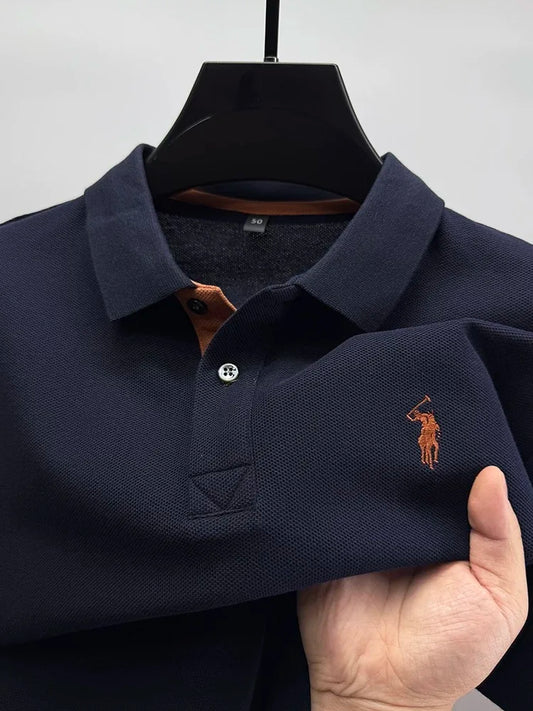 100% pure cotton high-end brand men's short sleeve polo shirt comfort lightweight summer casual T-shirt youthful fashionable top