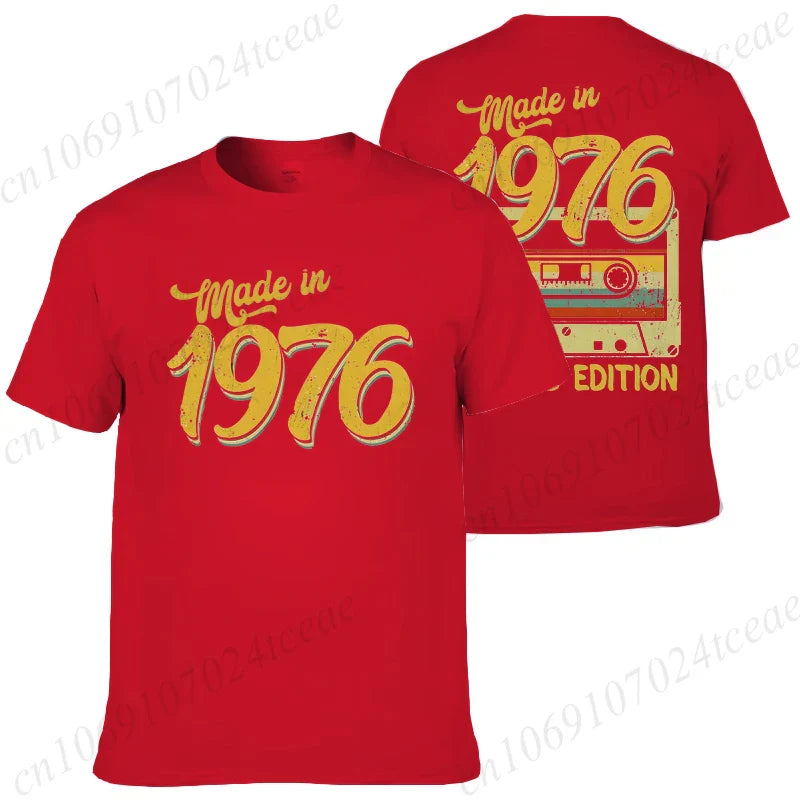 Made in 1976 Limited Edition Birthday Print T-Shirt for Men Hip Hop Streetwear 1976 Limited Cassette Men's Women Clothing Brand
