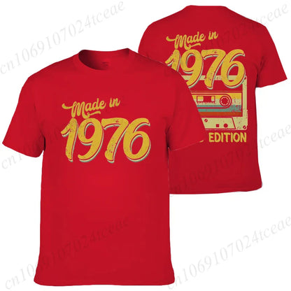 Made in 1976 Limited Edition Birthday Print T-Shirt for Men Hip Hop Streetwear 1976 Limited Cassette Men's Women Clothing Brand