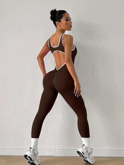 Jumpsuit for Women Workout Seamless Jumpsuits Yoga Ribbed One Piece Tank Tops Rompers Sleeveless Exercise Jumpsuits