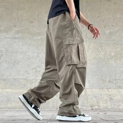 Mens Womens Spring Summer Lightweight Quick Dry Baggy Loose Paratrooper Cargo Pants Outdoor Techwear Multi Pocket Streetwear