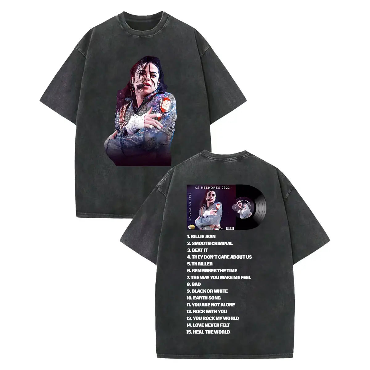 Vintage Washed Michael Jackson Graphic T Shirts Men Women Harajuku Rock Clothing T-shirts Fashion Casual Short Sleeve T-shirt