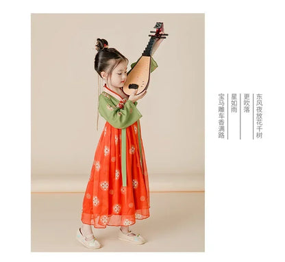 Summer Party Costume Girl Dresses Vintage Kids Clothes Vestido Casual Baby Chinese Hanfu Cosplay Children Princess Girls Dress