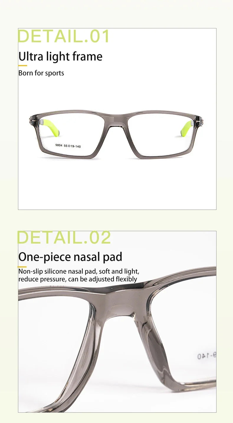Geometry Sports Men Women Running Anti-dropout Reading Glasses TR90 Prescription Anti Blue Light Myopia Customized 9804