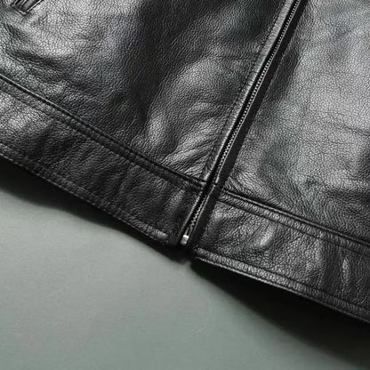 Genuine Leather Jacket Men 100%Cowhide Slim Fit Stand Collar Autumn Winter Cycling Casual Real Leather Cotton Padded Jacket Man