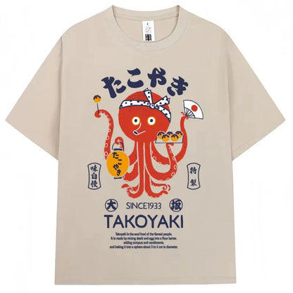 Japanese Style Hokkaido Wave Vintage T-shirt Men Women Harajuku Fashion High Quality T Shirts Oversized Cotton Summer Tee Shirt