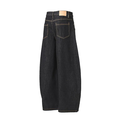 Korean Spring And Autumn Men'S Embroidered Curved Knife Jeans Wide Leg Pants Low Waist Casual Loose Straight Leg Pants