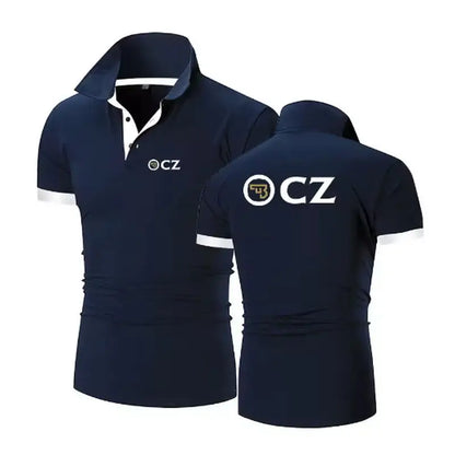 CZ Ceska Zbrojovka 2025 Men's New Summer Hot Sale Fashion Cotton Breathable Polos Shirt Casual Solid Color Slim Fit Top Clothing