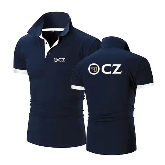 CZ Ceska Zbrojovka 2025 Men's New Summer Hot Sale Fashion Cotton Breathable Polos Shirt Casual Solid Color Slim Fit Top Clothing