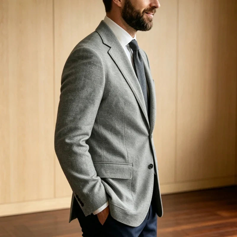 Men's Linen Blazer Notched Lapel 2 Button Slim Fit Suit Jacket Lightweight Breathable Men Business Wedding Party for Spring