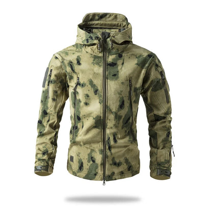 New Soft Shell Tactical Jacket  Men Winter Fleece Hooded Coat Hunting Clothes Outdoor Camouflage CS Tops Waterproof Windproof