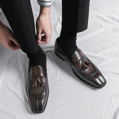 Fashion Shoe Office Shoes for Men Casual Shoes Breathable Leather Loafers Mens Driving Moccasins Comfortable Slip on 2023 Brown