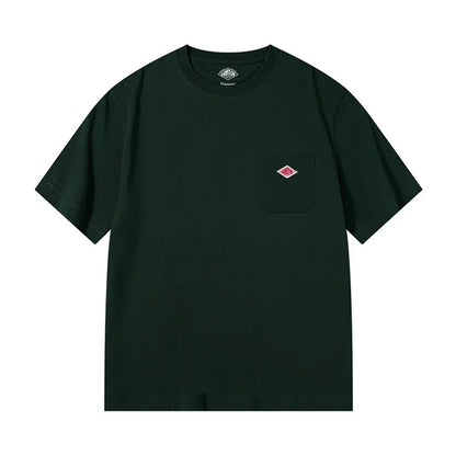 Men and Women's Pure Cotton Fashion Brand Embroidery T-Shirt Tee Simple Pocket Short Sleeve Orders Exported to Japanese