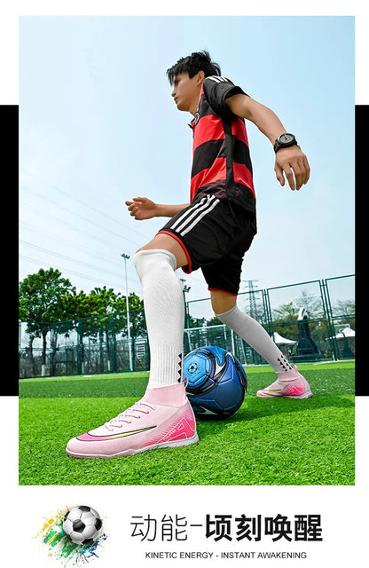 New Men Football Boots Match Long Spikes Soccer Shoes Cleats Boys Comfortable Training Sport Adult Breathable Outdoor Non Slip