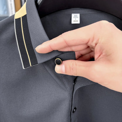 Men's Summer New Lapel Polo Shirt High Quality Casual Fashion Print Short Sleeve T-Shirt Versatile Trend Business Men's Clothing