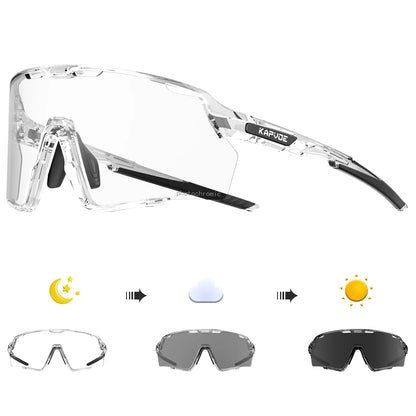 Photochromic Cycling Glasses Silver Lens Sunglasses Multi Color Men Women Bike Outdoor Eyewear Riding Driving Running