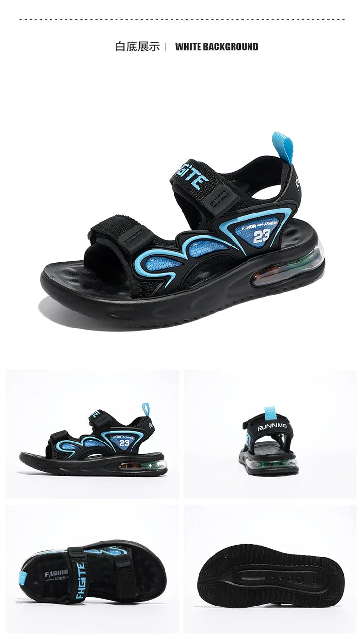 Summer Children's Sandals Outdoor Water Beach Breathable Speed Drying Shoes Boys Open Toe PU Air Cushion Sandals 28-39