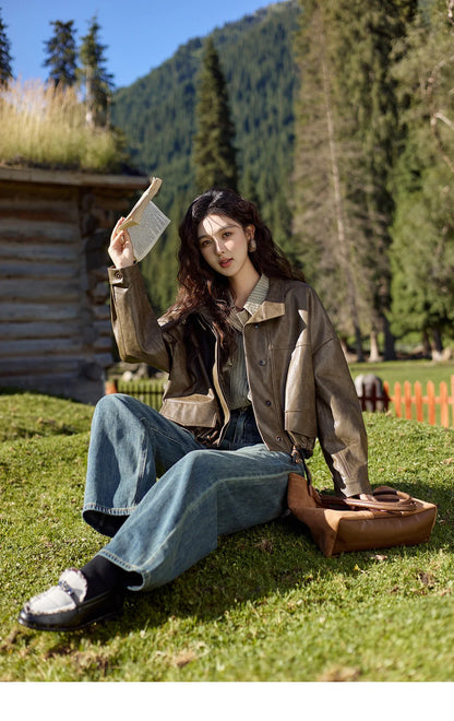 Retro Button Long Sleeved Striped Shirt for Women 2024 Autumn Korean Flounce Polo Neck Casual Tops Office Lady MXD41C0321