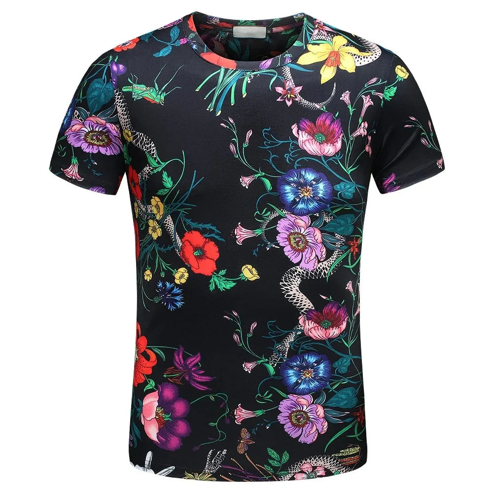 Men's And Women's Summer Casual T-shirts 3D Printed Shirts Retro Luxury Royal Flowers Street Fashion Oversized Clothing Tops