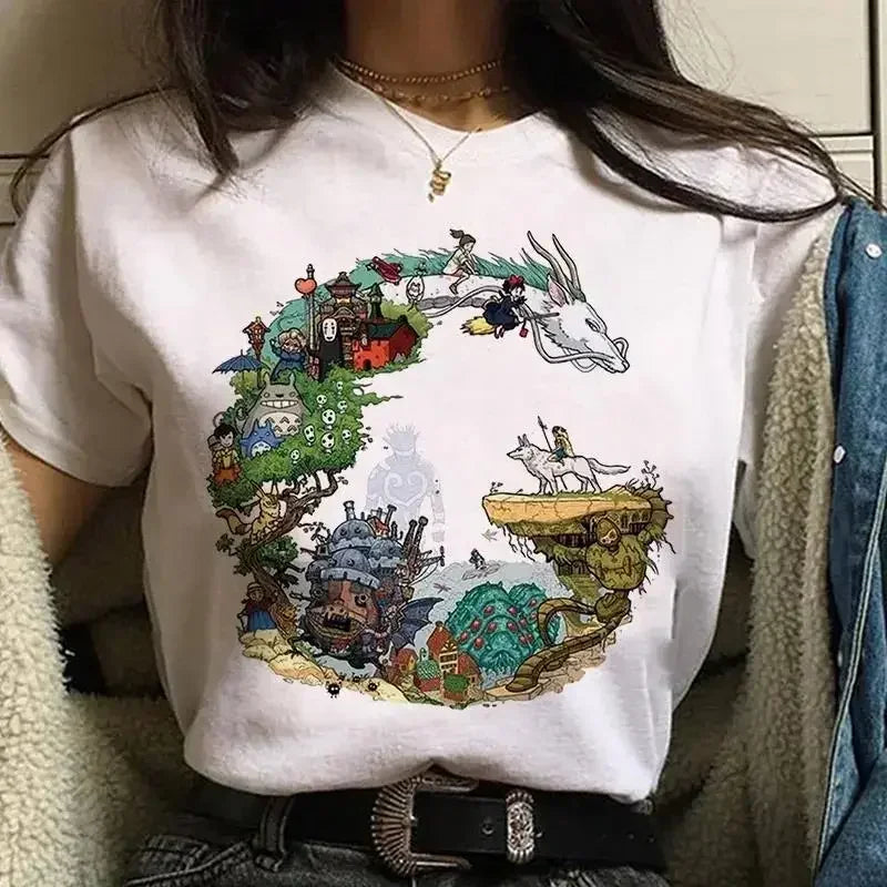 Summer Comfortable Casual Short Sleeve T-Shirt Japanese Anime Harajuku Cute Clothing T-Shirt Women's Clothing Fashion Top Y2k